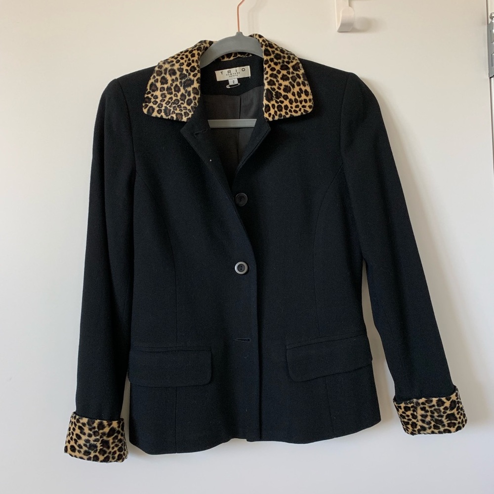 leopard accented blazer